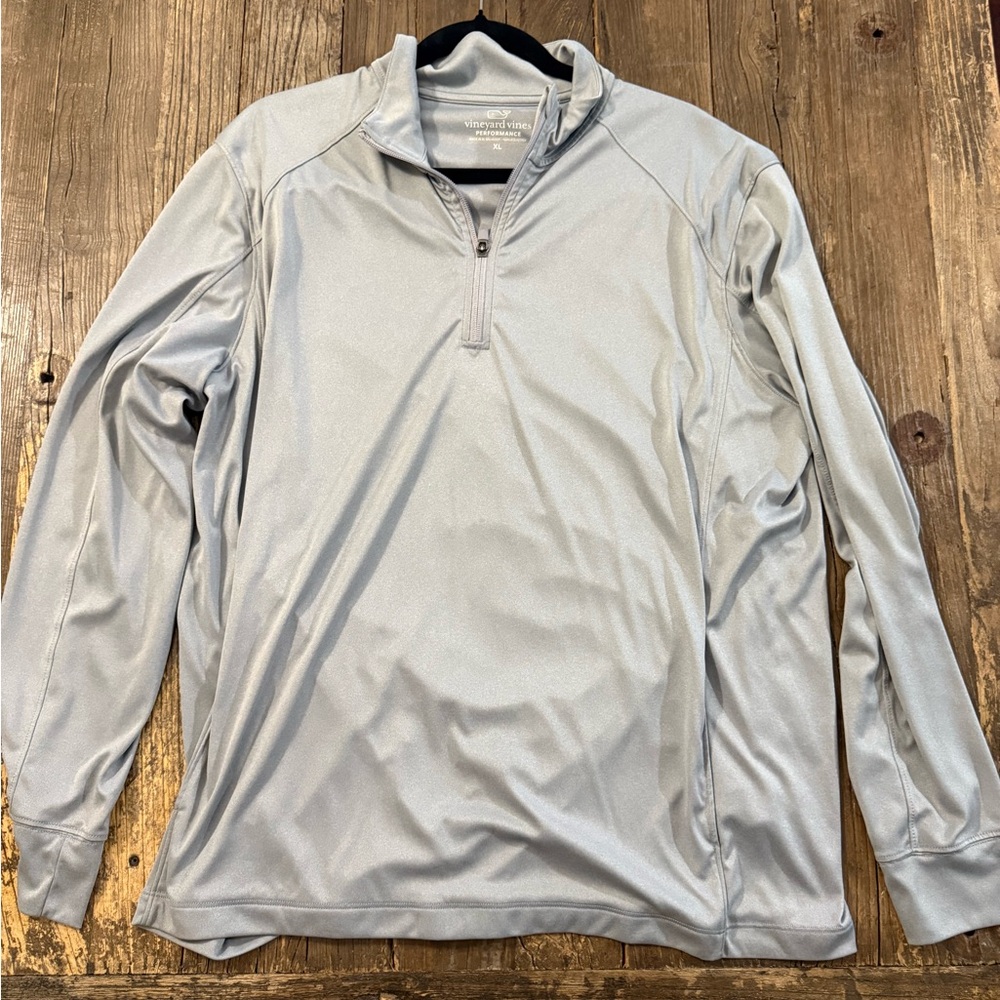 Vineyard Vines Men's Light Gray Quarter-Zip Shirt Jacket